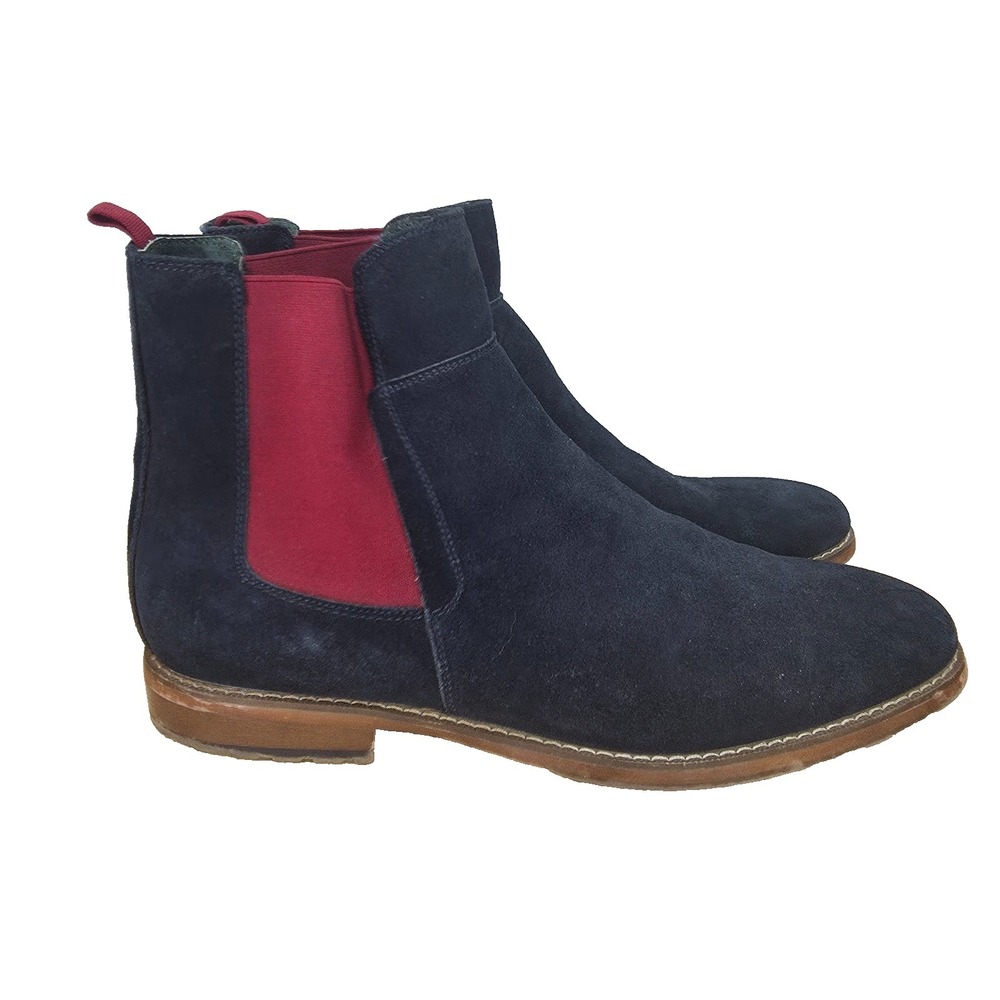 Todd Welsh Chelsea Boots Mens 14 Suede Navy Blue Red Elastic Ankle Pull On